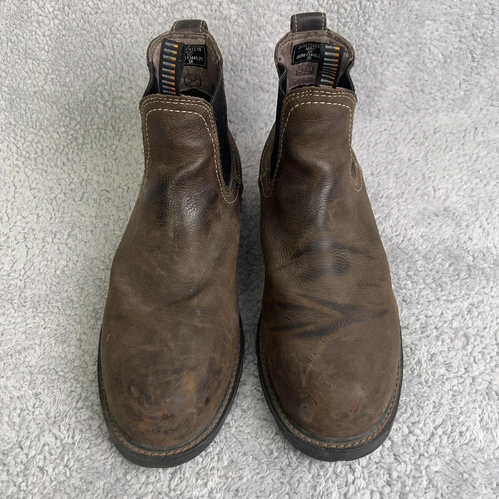 Ariat Boots Mens 14EE Brown Chelsea Steel Toe Waterproof Slip Resistant Work
